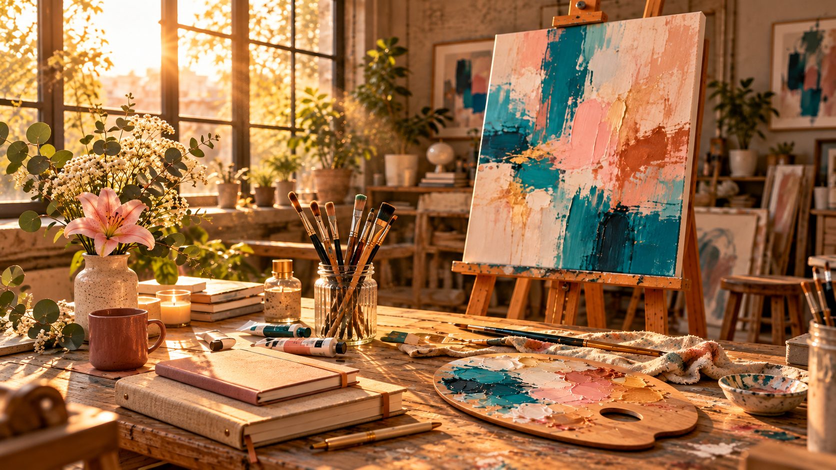 Bellas Artes: atelier con caballete, pinceles y agendas en GH Design Store